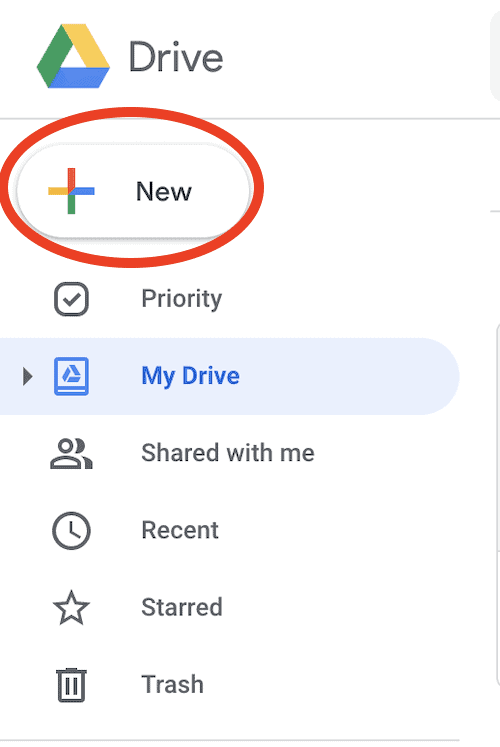 2- عند وصولك لصفحة جوجل درايف (Google Drive)، اختار جديد 2- عند وصولك لصفحة جوجل درايف (Google Drive)، اختار جديد